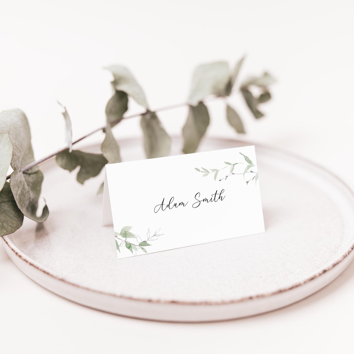 Foliage Wedding Place Cards, Venue Painting Place Names, Sage Tent Cards