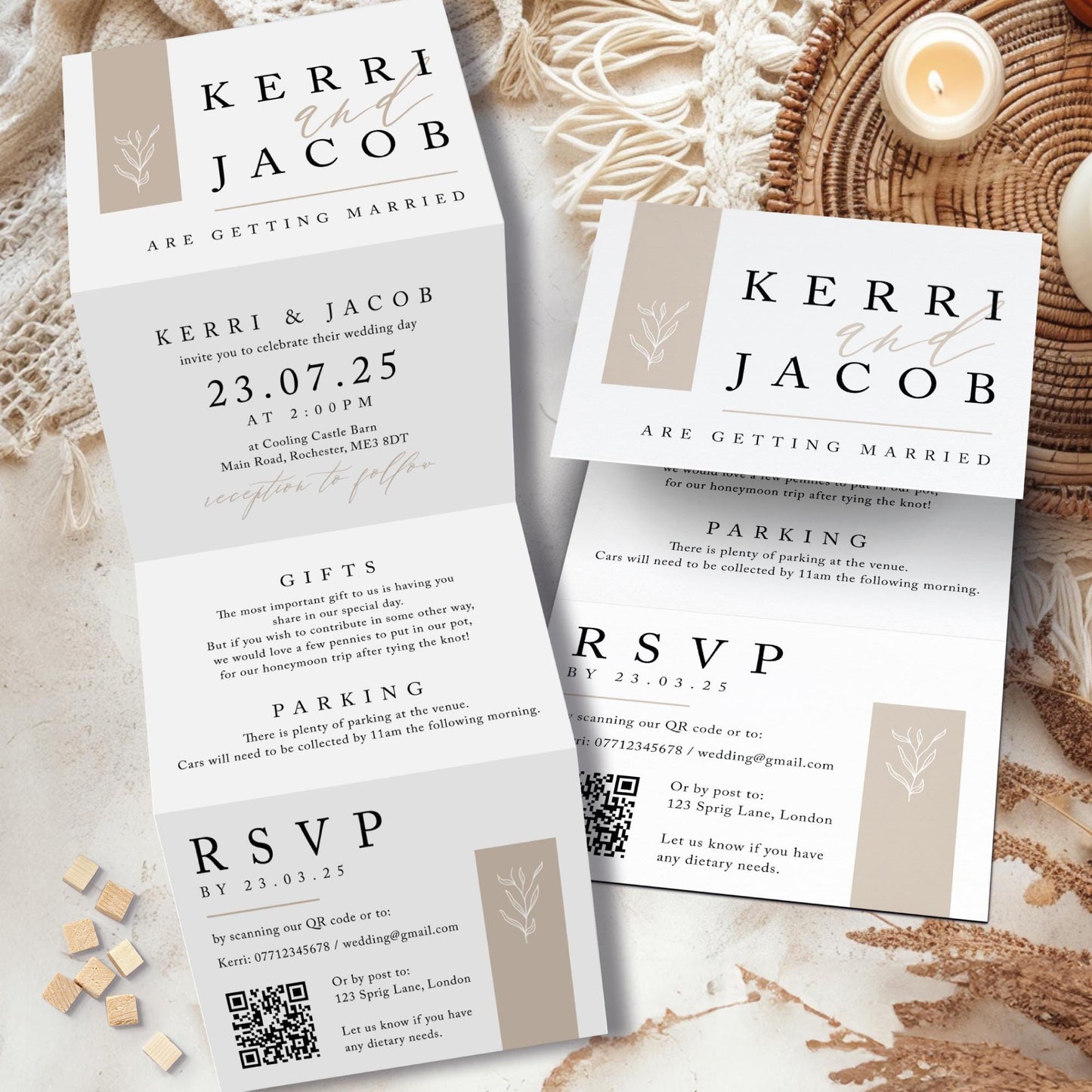 Minimalist Wedding Invites in Neutral Tones