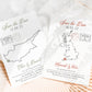 Custom Destination Map Save the Dates – Hand-Drawn Travel Wedding Cards