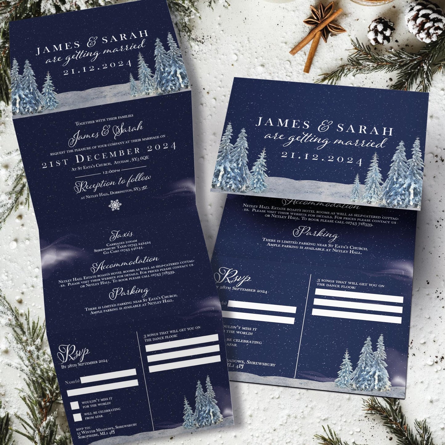 Winter Wonderland Wedding Invitation, Christmas Wedding Invitations