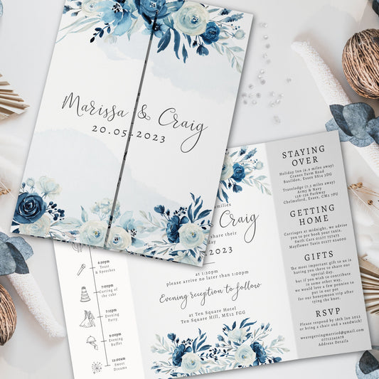 Moonlight Blue Gatefold Wedding Invitation