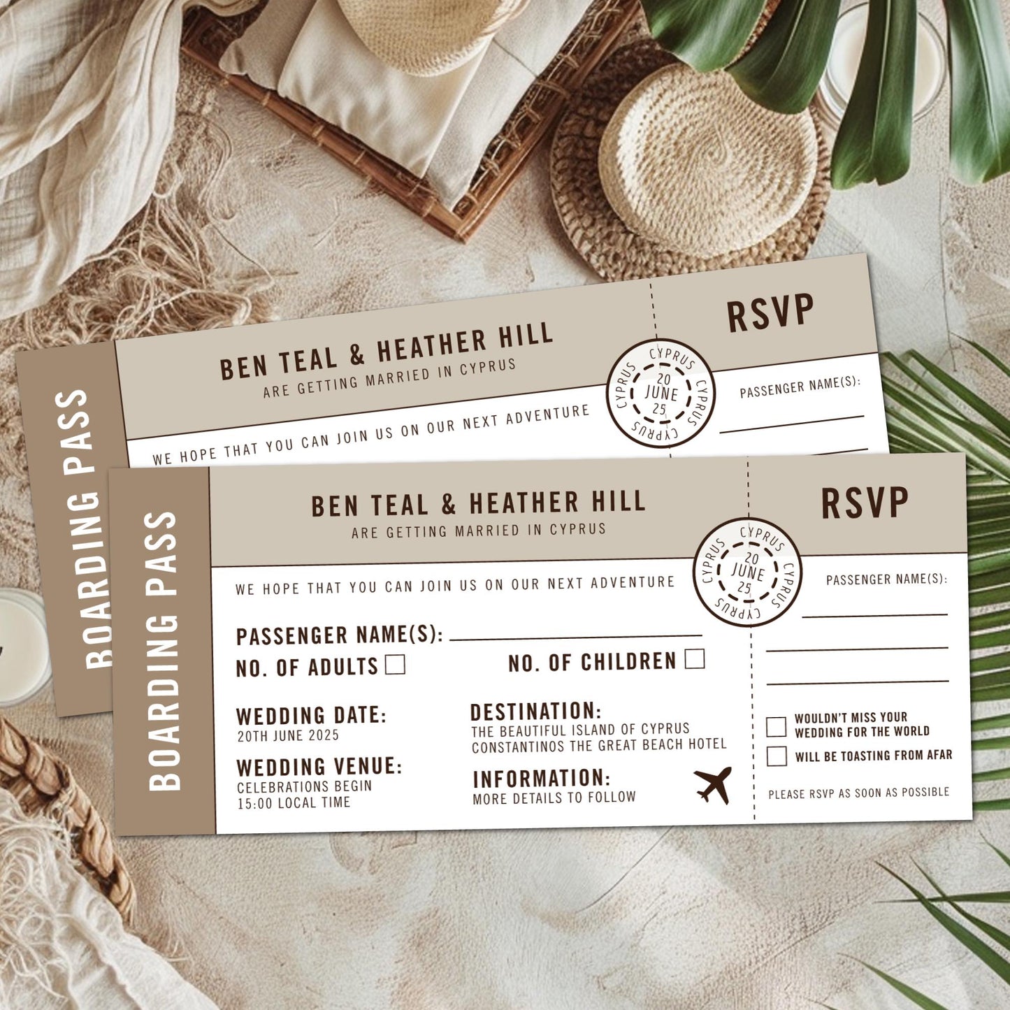 Boarding Pass Ticket Wedding Invitations – Destination Wedding Travel-Themed Invites