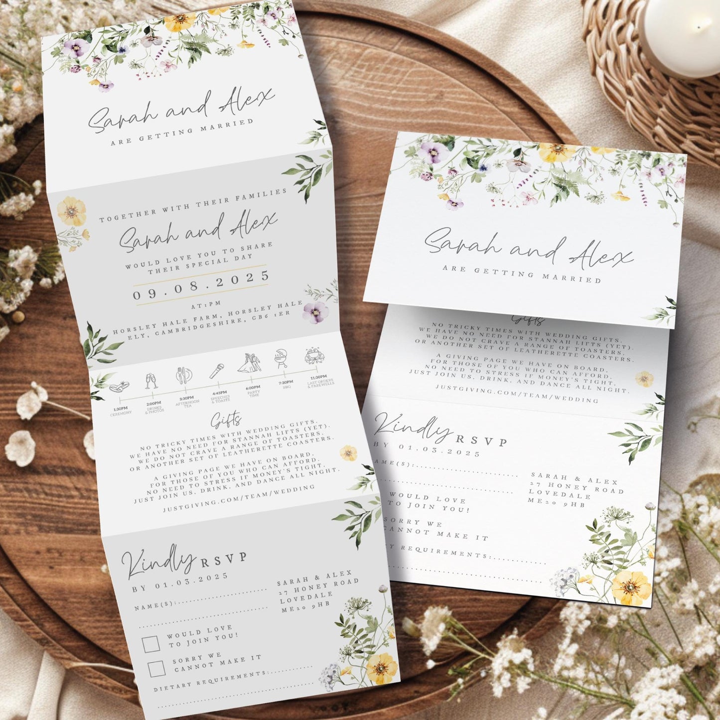 Wildflower Wedding Invitation, Floral Wedding Invitation, Spring Wedding Invite