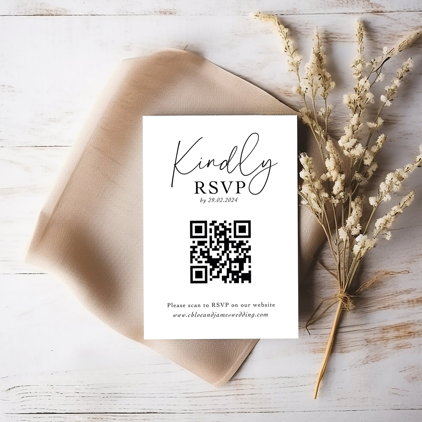 Modern Mini QR Code Wedding RSVP Cards – Digital RSVP Invitations