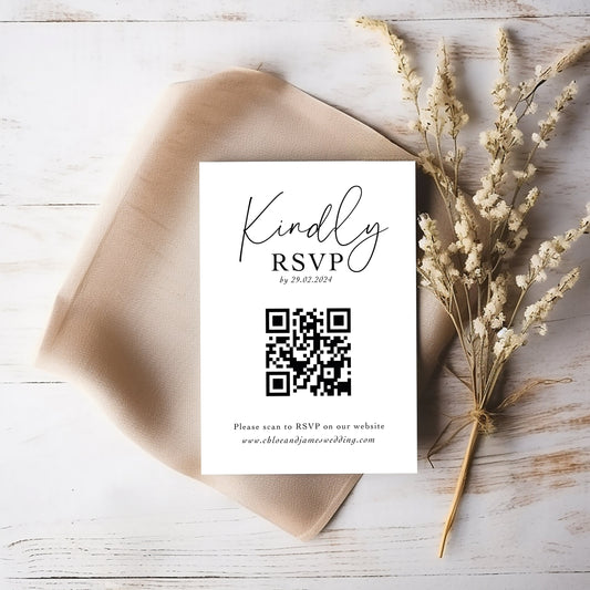 Modern Mini QR Code Wedding RSVP Cards – Digital RSVP Invitations