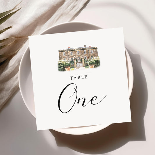 Venue Painting Wedding Table Numbers, Venue Sketch Table Numbers Wedding