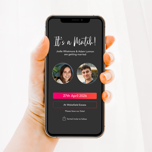 Custom Digital Tinder Save the Date, Personalised Swipe Right Wedding Announcement, Funny Modern Invite