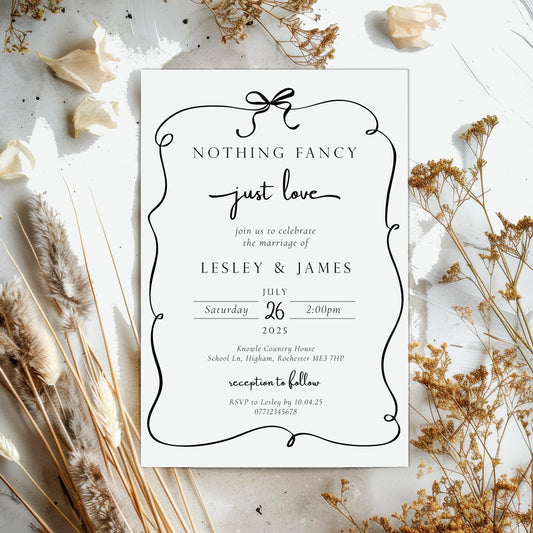 Elegant Nothing Fancy Just Love Wedding Invitations