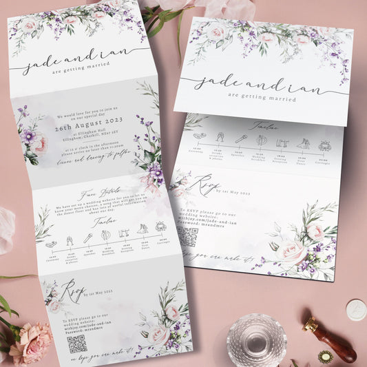 Lilac Spring Melody Wedding Invitation, Floral Wedding Invitations