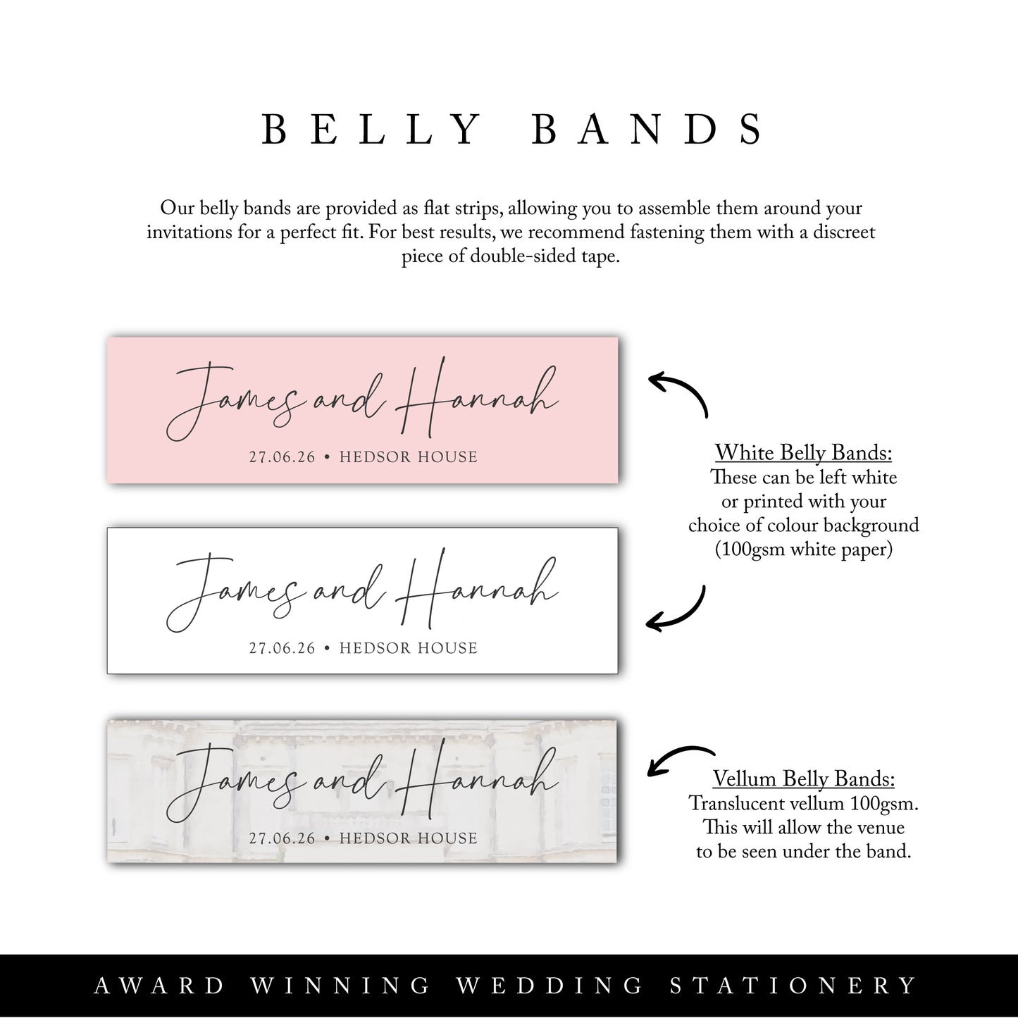 Luxury Gatefold Wedding Invitation with Signature Belly Band & Custom Venue Sketch