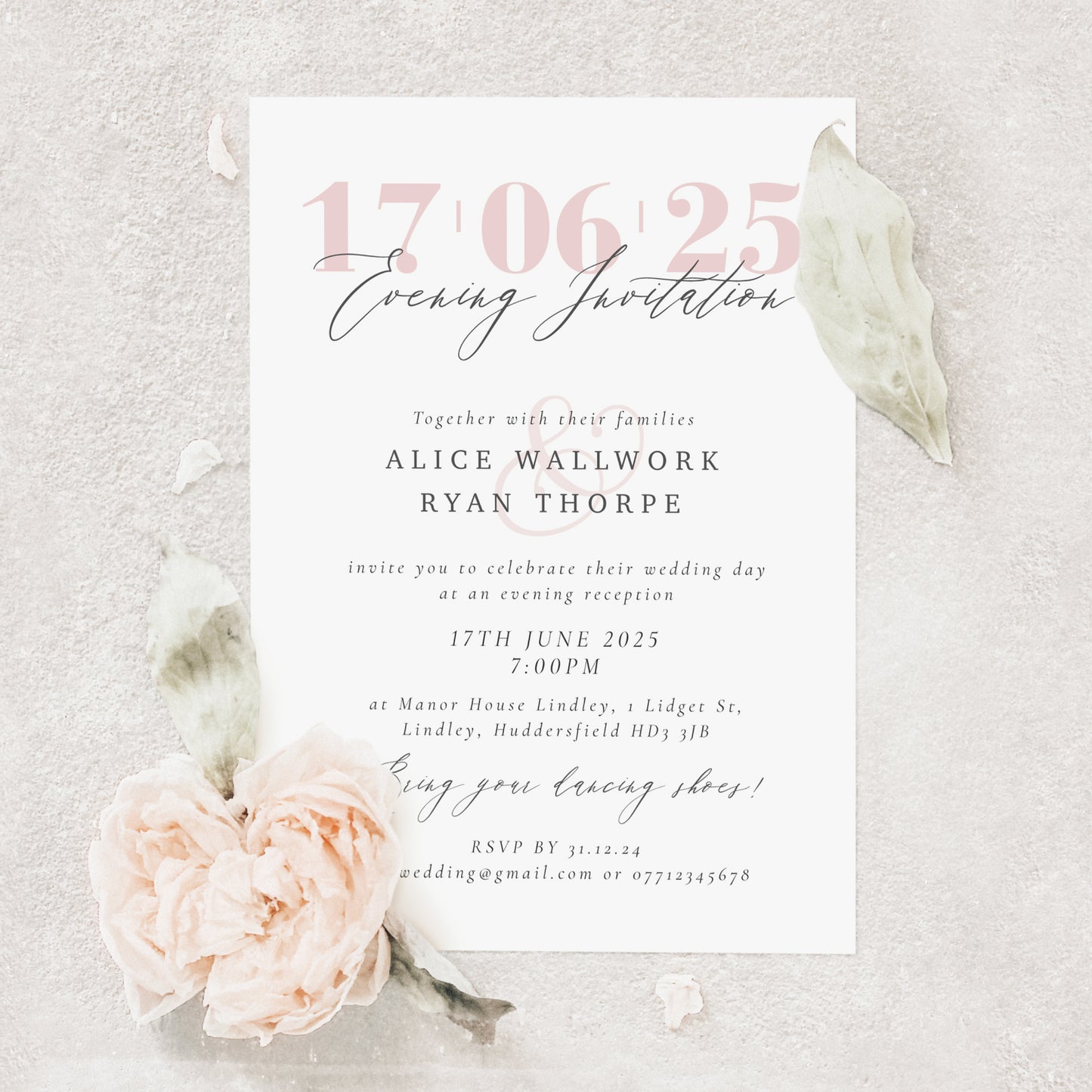 Simple Elegant Modern Wedding Invitation – Minimalist Wedding Stationery