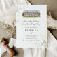 Venue Painting Save The Date with foliage, Wedding Save The Date Venue Sketch