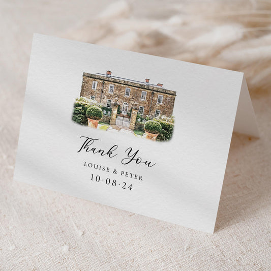 Venue Sketch Wedding Thank You Cards, Venue Painting Thank You Card, Engagement Thank You Card