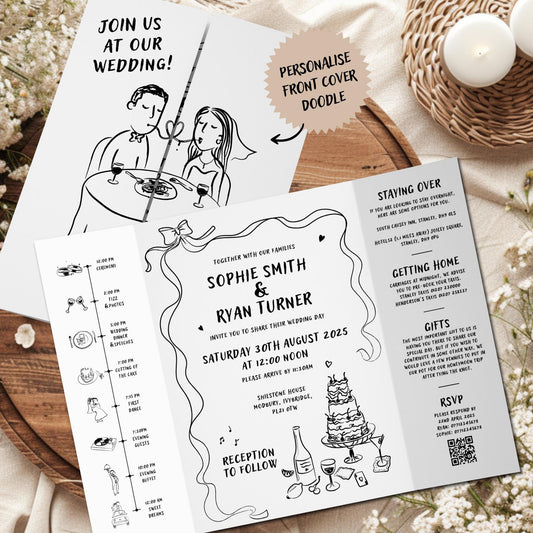 Whimsical Hand-Drawn Wedding Invitations