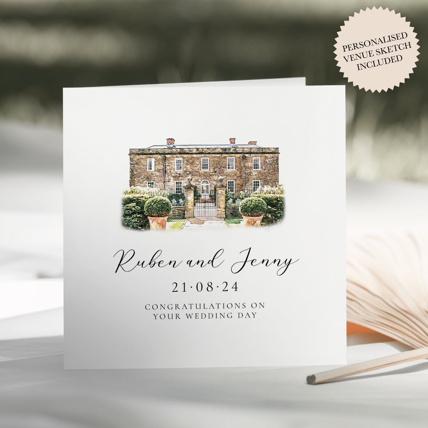 Venue Sketch Wedding Card, Congratulations on Your Wedding Day Card