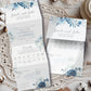 Moonlight Blue All in One Wedding Invitation, Navy Blue Floral Wedding Invitation, Tri Fold Wedding Invite, Wedding Invites Folded with RSVP
