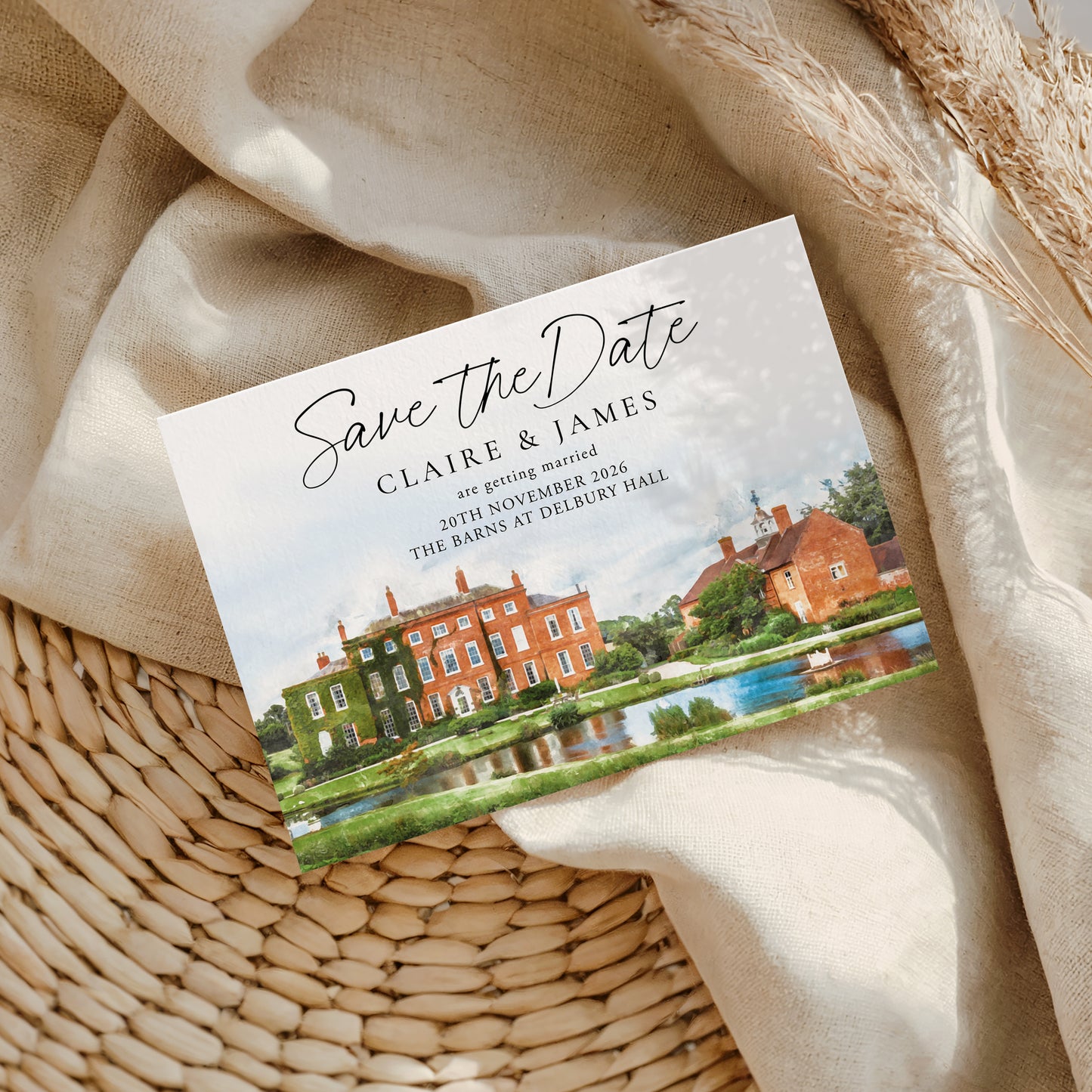 Custom Venue Sketch Save the Date Cards