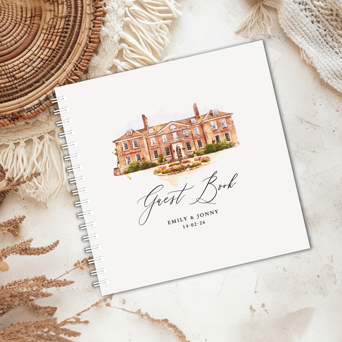 Elegant Venue Sketch Wedding Guest Book