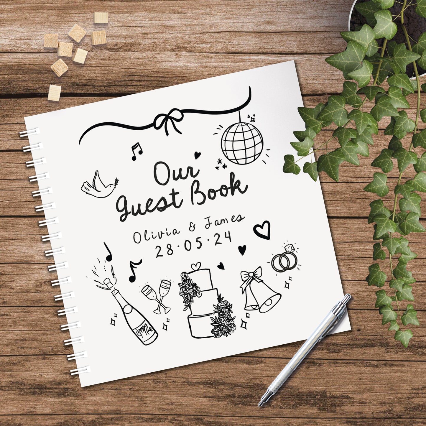 Scribble Guestbook for Weddings – with Hand-Drawn Doodles