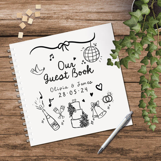 Scribble Guestbook for Weddings – with Hand-Drawn Doodles